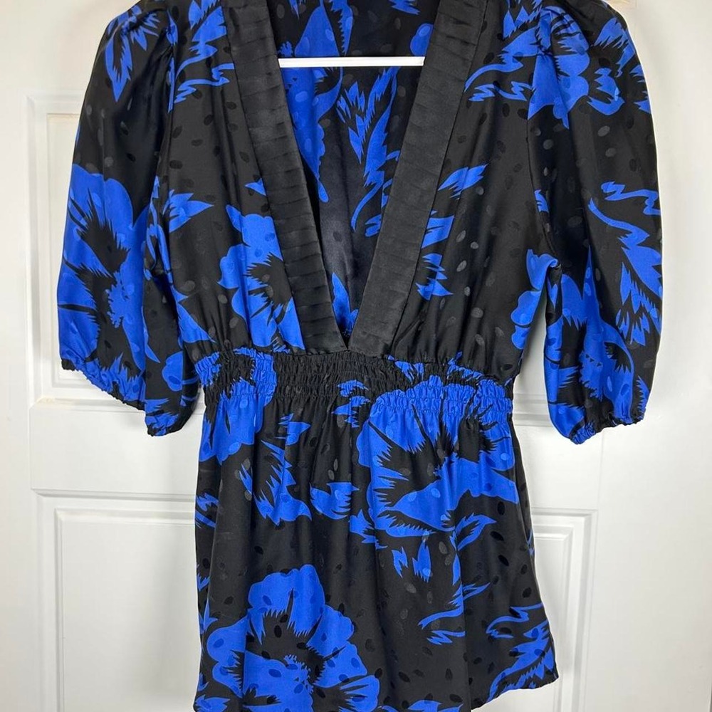 Yumi Kim Silk Black & Blue Top